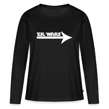 He Wars - T-shirt manches longues Premium bio Femme - noir - Devant - Julia (174cm)