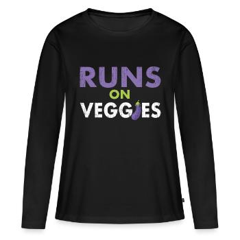 Sportler auf Gemüse Vegan - Frauen Premium Bio Langarmshirt - Schwarz - Vorne - Julia (174cm)