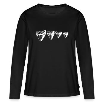 Cadeau de chemise de dent de requin - T-shirt manches longues Premium bio Femme - noir - Devant - Julia (174cm)