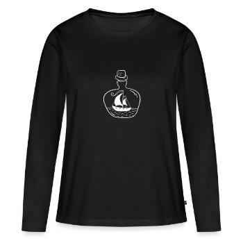 Message dans une bouteille - T-shirt manches longues Premium bio Femme - noir - Devant - Julia (174cm)