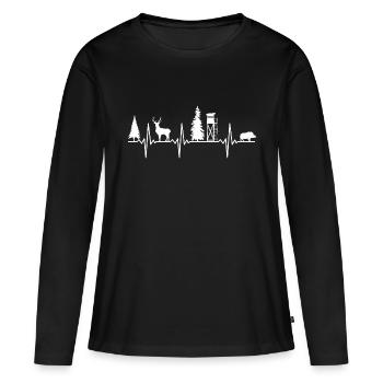 Jäger Herzschlag - Frauen Premium Bio Langarmshirt - Schwarz - Vorne - Julia (174cm)