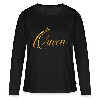 Reine - T-shirt manches longues Premium bio Femme - noir - Devant - Julia (174cm)