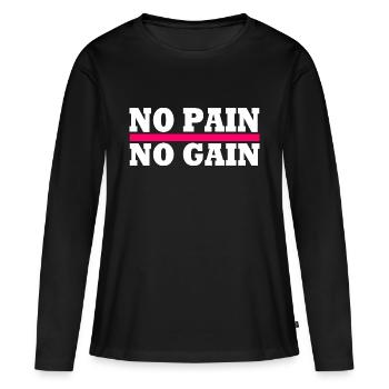 No pain no gain - T-shirt manches longues Premium bio Femme - noir - Devant - Julia (174cm)