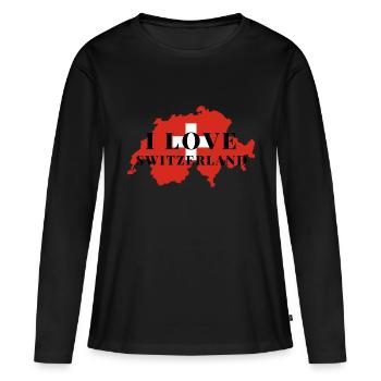 J’aime la Suisse Suisse Suisse - T-shirt manches longues Premium bio Femme - noir - Devant - Julia (174cm)