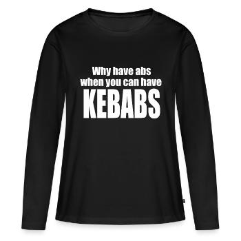 Bauchmuskeln und Kebabs - Frauen Premium Bio Langarmshirt - Schwarz - Vorne - Julia (174cm)
