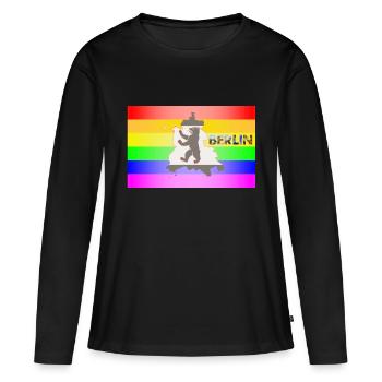 CSD Berlin Gay Pride - Frauen Premium Bio Langarmshirt - Schwarz - Vorne - Julia (174cm)