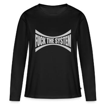 Fuck the system Anarchie - Frauen Premium Bio Langarmshirt - Schwarz - Vorne - Julia (174cm)