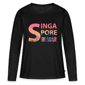 Singapour - T-shirt manches longues Premium bio Femme - noir - Devant - Julia (174cm)