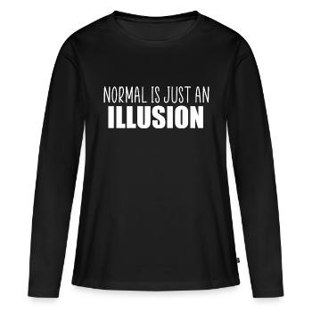 Normal ist nur ein Illusionszitat - Frauen Premium Bio Langarmshirt - Schwarz - Vorne - Julia (174cm)