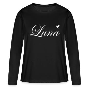 Luna beau nom Blanc - T-shirt manches longues Premium bio Femme - noir - Devant - Julia (174cm)