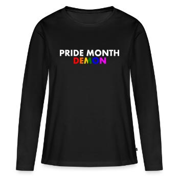 pride month demon - T-shirt manches longues Premium bio Femme - noir - Devant - Julia (174cm)