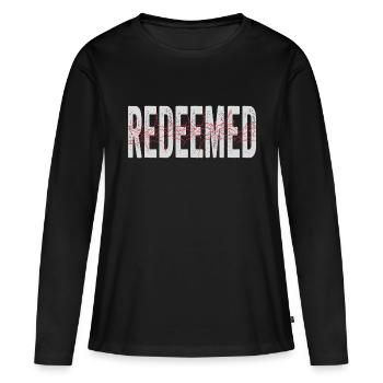 Religious Christian Redeemed Jesus - Holy Cross - Women's Premium Organic Long Sleeve Shirt - black - Front - Julia (174cm)
