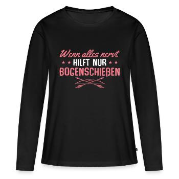 Pfeil und Bogen Schützenverein Bogenschießen - Frauen Premium Bio Langarmshirt - Schwarz - Vorne - Julia (174cm)