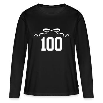 Numéro 100 noeud - 100e anniversaire - T-shirt manches longues Premium bio Femme - noir - Devant - Julia (174cm)