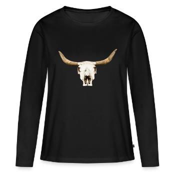 stier-schaedel - Frauen Premium Bio Langarmshirt - Schwarz - Vorne - Julia (174cm)