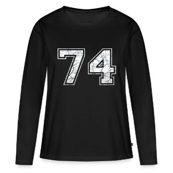 74 dans blanc in Used Look - T-shirt manches longues Premium bio Femme - noir - Devant - Julia (174cm)