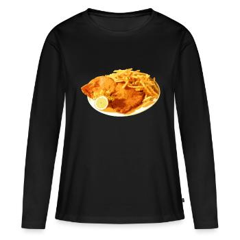Schnitzel - Frauen Premium Bio Langarmshirt - Schwarz - Vorne - Julia (174cm)