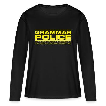Police de grammaire - T-shirt manches longues Premium bio Femme - noir - Devant - Julia (174cm)