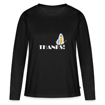 merci - T-shirt manches longues Premium bio Femme - noir - Devant - Julia (174cm)