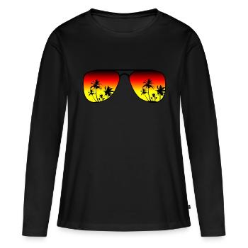 Sonnenbrille - Frauen Premium Bio Langarmshirt - Schwarz - Vorne - Julia (174cm)