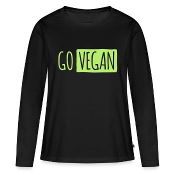 GO VEGAN - Women's Premium Organic Long Sleeve Shirt - black - Front - Julia (174cm)