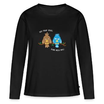 Der frühe Vogel kann mich mal funny Birds Geschenk - Frauen Premium Bio Langarmshirt - Schwarz - Vorne - Julia (174cm)