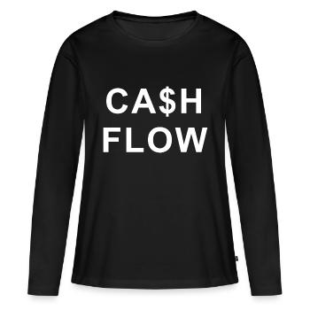 CASH FLOW - Frauen Premium Bio Langarmshirt - Schwarz - Vorne - Julia (174cm)