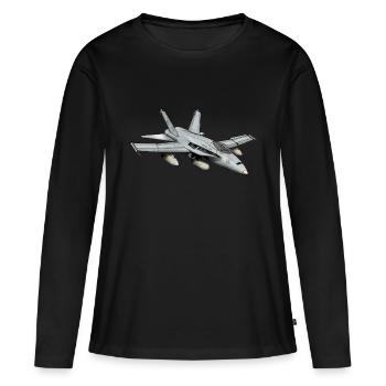 Jet jet avion cadeau cadeau idée de cadeau - T-shirt manches longues Premium bio Femme - noir - Devant - Julia (174cm)
