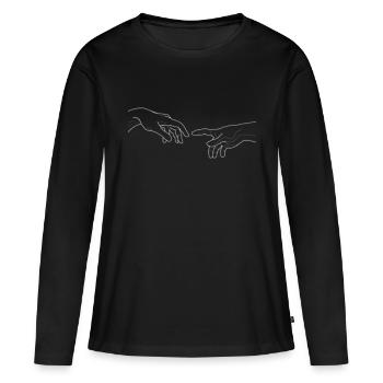 main dans la main - T-shirt manches longues Premium bio Femme - noir - Devant - Julia (174cm)