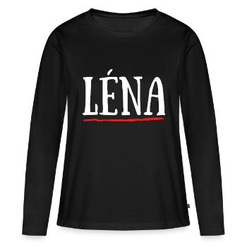 Léna Prénom Cadeau Baptême Naissance - T-shirt manches longues Premium bio Femme - noir - Devant - Julia (174cm)