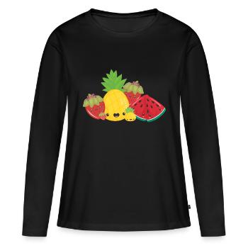 Fruit Party - Frauen Premium Bio Langarmshirt - Schwarz - Vorne - Julia (174cm)