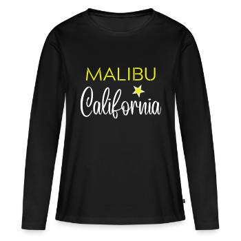 MALIBU California - T-shirt manches longues Premium bio Femme - noir - Devant - Julia (174cm)