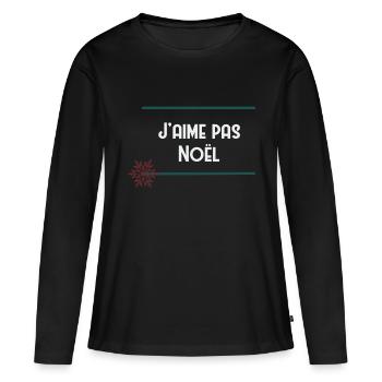 J’aime pas Noël - T-shirt manches longues Premium bio Femme - noir - Devant - Julia (174cm)