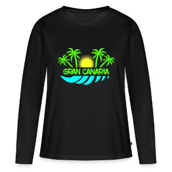 gran canaria - Frauen Premium Bio Langarmshirt - Schwarz - Vorne - Julia (174cm)