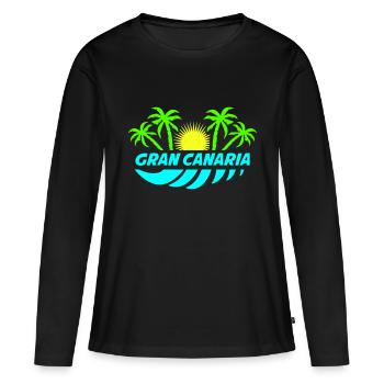 gran canaria - Frauen Premium Bio Langarmshirt - Schwarz - Vorne - Julia (174cm)