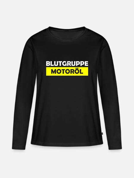 Blutgruppe Motoröl - Frauen Premium Bio Langarmshirt - Schwarz