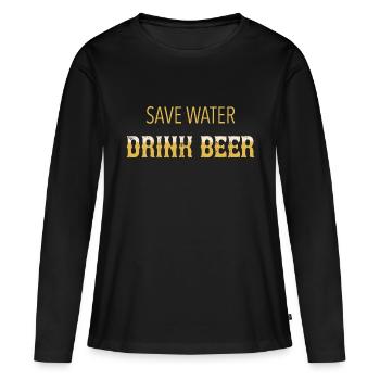 Bière - T-shirt manches longues Premium bio Femme - noir - Devant - Julia (174cm)