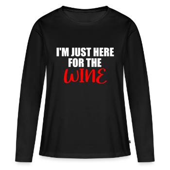 Je suis juste là pour le vin - T-shirt manches longues Premium bio Femme - noir - Devant - Julia (174cm)
