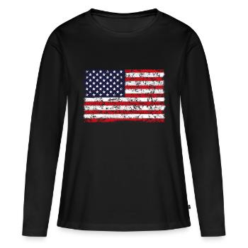 DRAPEAU DE L’AMÉRIQUE rétro - T-shirt manches longues Premium bio Femme - noir - Devant - Julia (174cm)
