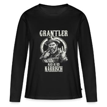 Grantler Grumpy Bavarian dialects Bavaria - Women's Premium Organic Long Sleeve Shirt - black - Front - Julia (174cm)