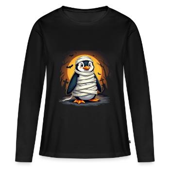 Mummy Penguin – Creeeeep‑flap! - Women's Premium Organic Long Sleeve Shirt - black - Front - Julia (174cm)