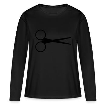 Schere - Frauen Premium Bio Langarmshirt - Schwarz - Vorne - Julia (174cm)