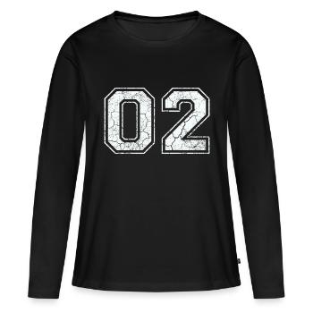 02 dans blanc in Used Look - T-shirt manches longues Premium bio Femme - noir - Devant - Julia (174cm)