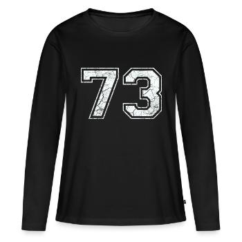 73 dans blanc in Used Look - T-shirt manches longues Premium bio Femme - noir - Devant - Julia (174cm)