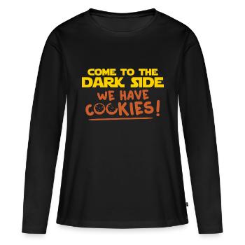 KOMMEN SIE ZUR DUNKLEN SEITE WIR HABEN KEKSE - Frauen Premium Bio Langarmshirt - Schwarz - Vorne - Julia (174cm)