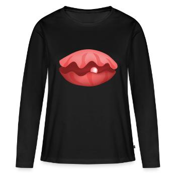 Pearl Shell - Perle Muschel - Frauen Premium Bio Langarmshirt - Schwarz - Vorne - Julia (174cm)