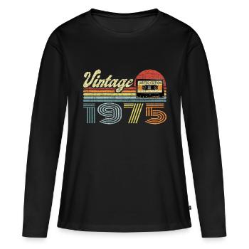 Vintage 1975 Cassette Mixtape - 46th Birthday - Women's Premium Organic Long Sleeve Shirt - black - Front - Julia (174cm)