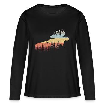 Elch - Frauen Premium Bio Langarmshirt - Schwarz - Vorne - Julia (174cm)