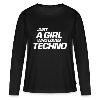 Techno Girl Design - T-shirt manches longues Premium bio Femme - noir - Devant - Julia (174cm)