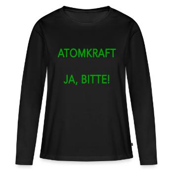 Atomkraft ja bitte - Frauen Premium Bio Langarmshirt - Schwarz - Vorne - Julia (174cm)